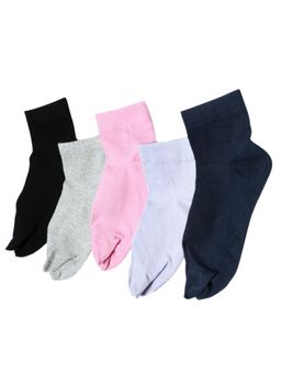 NEXT2SKIN - Women's Cotton Ankle Ribbed Pattern Thumb Socks -Multi-Color (Pack of 5)