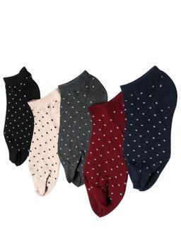 NEXT2SKIN - Women's Sneaker Cotton Thumb Polka Dots Socks -Multi-Color (Pack of 5)