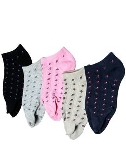 NEXT2SKIN - Women's Sneaker Cotton Thumb Poppy Flower Pattern Socks -Multi-Color (Pack of 5)
