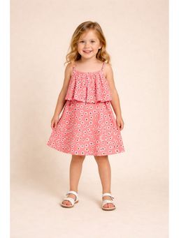 Stylo Bug - Girls Pink Floral Printed A-Line Sleeveless Dress