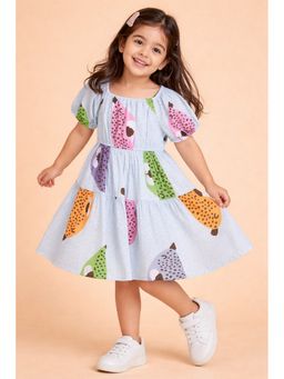Stylo Bug - Girls All Over Print Blue A-Line Dress