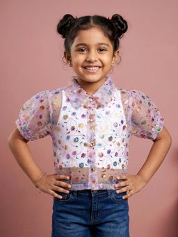 KiddoPanti - Girls Ivory Cotton Spandex Sleeveless Racer Back Crop Top with Top