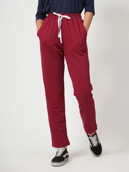 Saltpetre - Women Maroon Comfortable Elasticated Waistband with Drawstrings Track Pant