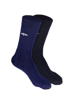 Heelium - Bamboo Crew Socks for Men - Odour Free - Thin & Light - 2 Pairs - Black Navy Blue