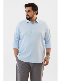 Snitch - Light Blue Solid Full Sleeves Regular Plus Size Formal Shirt For Men