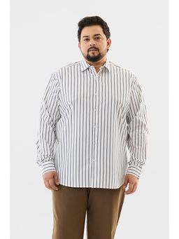 Snitch - White Stripes Full Sleeves Regular Plus Size Casual Shirt For Men