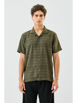 Snitch - Olive Half Sleeves Boxy Casual Shirt For Men