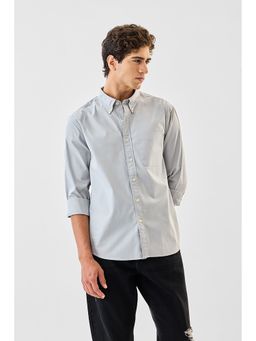 Snitch - Light Grey Solid Full Sleeves Regular Casual Shirt For Men