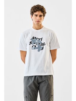 Snitch - White Graphic Half Sleeves Regular Casual T-shirt For Men