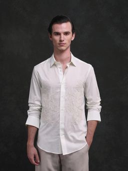 Rare Rabbit - White A Luxury Hi Fashion Embroidery Casual Shirt