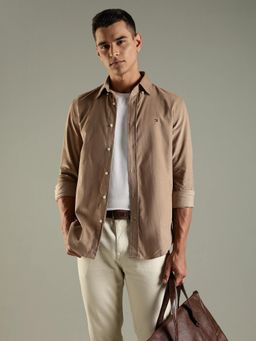 Tommy Hilfiger - Beige Solid Regular Fit Cotton Casual Shirt