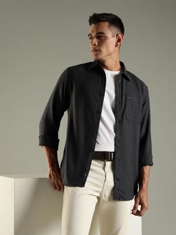 Tommy Hilfiger - Charcoal Solid Regular Fit Cotton Casual Shirt