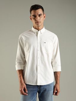Tommy Hilfiger - White Solid Relaxed Fit Cotton Casual Shirt