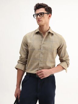 Rare Rabbit - Khaki Regular Fit Checks Formal Shirt