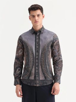 Rare Rabbit - Blue Regular Fit Paisley Print Casual Shirt