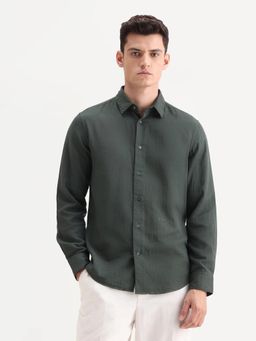 Rare Rabbit - Green Regular Fit Plain Casual Shirt