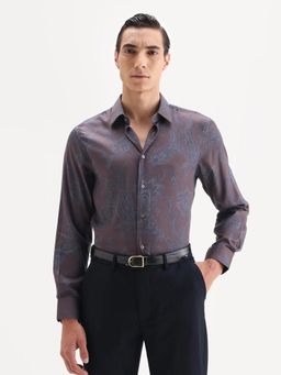 Rare Rabbit - Maroon Regular Fit Paisley Print Formal Shirt