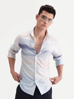 Rare Rabbit - Off White Regular Fit Print Casual Shirt