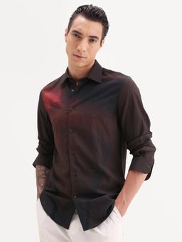 Rare Rabbit - Brown Regular Fit Abstract Print Casual Shirt