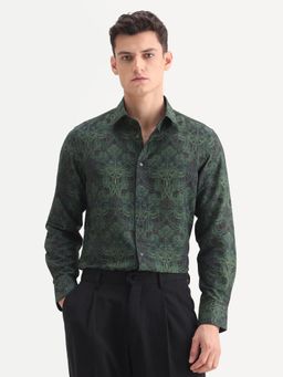 Rare Rabbit - Black Regular Fit Floral Print Formal Shirt