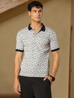 Campus Sutra - Men's White Shadowed-Polka Polo T-shirt