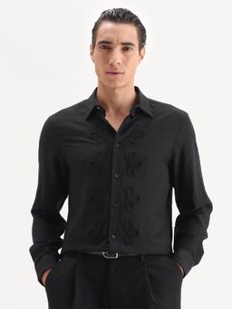 Rare Rabbit - Black A Luxury Hi Fashion Embroidery Lace Formal Shirt