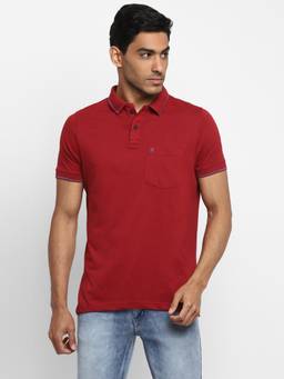 Turtle - Men Cotton Maroon Slim Fit Casual Polo T-Shirt