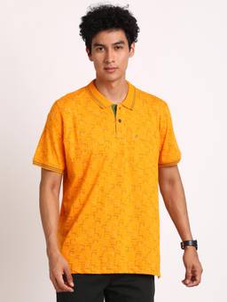 Turtle - Men Cotton Yellow Slim Fit Casual Polo T-Shirt
