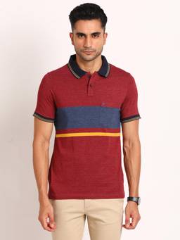 Turtle - Men Cotton Maroon Slim Fit Casual Polo T-Shirt
