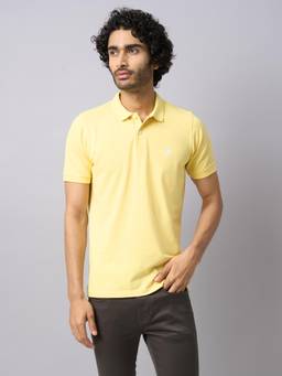Turtle - Men Knitted Lemon Half Sleeve Casual Printed Polo T-Shirt