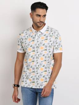 Turtle - Men Cotton Stretch Grey Slim Fit Casual Polo T-Shirt