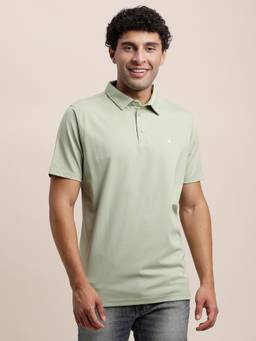 Turtle - Men Knitted Solid Light Grey Polo T-Shirt