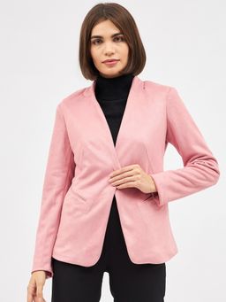 Kibo - Womens Polyester Solid Dusty Pink Blazer