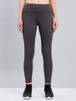 Technosport - Women Grey Solid Slim Fit Sports Tights
