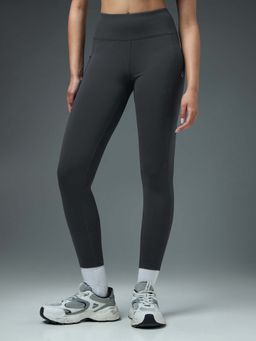 Technosport - Women Grey Solid Slim Fit Sports Tights