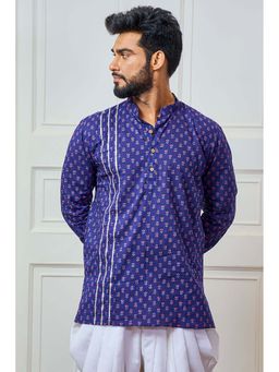Tanoti - Men's Purple Floral Kurta with Dhoti (Set of 2)