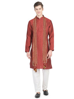 SG LEMAN - Mens Maroon Kurta (Set of 3)