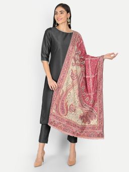 Zamour - Kani Weave Woollen Multicolor Pink Stole