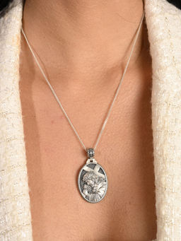 METALM - 925 Silver Jesus Carrying The Cross Christian Pendant