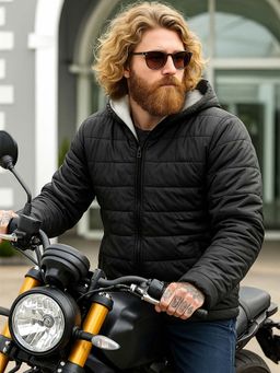 Bewakoof - Men's Black & White Reversible Oversized Puffer Jacket