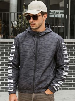 Bewakoof - Air 1.0 Men's Grey Bad Influence Typography Super Loose Fit Windcheater Jacket