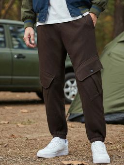 Bewakoof - Heavy Duty 1.0 Men's Brown Super Loose Fit Brushed Cargo Joggers