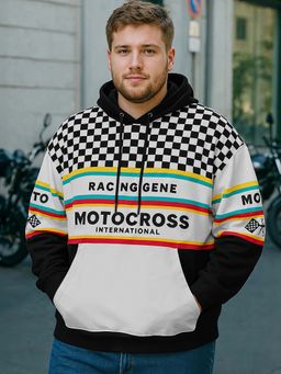 Bewakoof - Heavy Duty 1.0 Men's White & Black Color Block Oversized Plus Size Hoodies