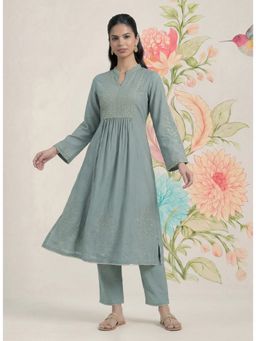 Lakshita - Malang Green Embroidered A-Line Kurta and Pant
