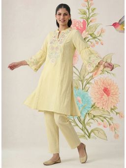 Lakshita - Butter Yellow Embroidered Kurta and Pant