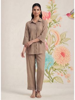 Lakshita - Zoa Beige Monochrome Embroidered Co-Ord Set