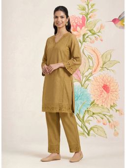 Lakshita - Shayeri Olive Embroidered A-line Kurta and Pant