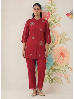 Lakshita - Red Embroidered Co-Ord Set