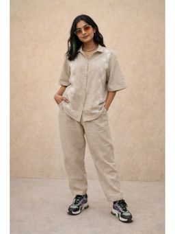 WE'AVE BY SHUBHKARI - Women Beige Cotton Embroidered Co-Ord Set