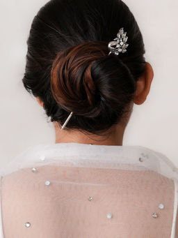 Teejh - Mayuri Silver Oxidised Peacock Juda Pin